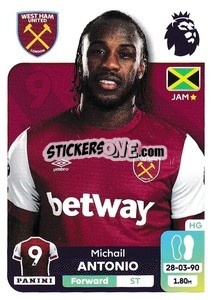Sticker Michail Antonio - English Premier League 2023-2024
 n. 596 - Panini