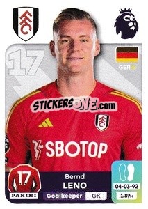 Sticker Bernd Leno - English Premier League 2023-2024
 n. 286 - Panini