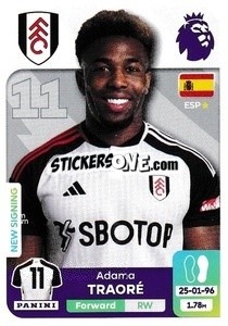 Sticker Adama Traoré - English Premier League 2023-2024
 n. 302 - Panini