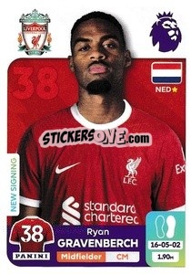 Sticker Ryan Gravenberch - English Premier League 2023-2024
 - Panini