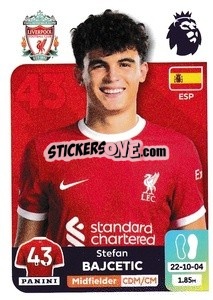 Sticker Stefan Bajčetić - English Premier League 2023-2024
 - Panini