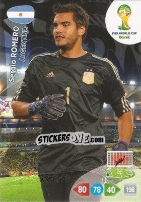 Sticker Sergio Romero - FIFA World Cup Brazil 2014. Adrenalyn XL n. 8 - Panini