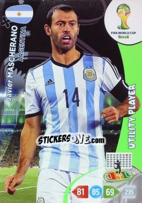 Sticker Javier Mascherano - FIFA World Cup Brazil 2014. Adrenalyn XL n. 12 - Panini