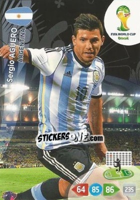 Sticker Sergio Agüero - FIFA World Cup Brazil 2014. Adrenalyn XL n. 15 - Panini