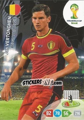Sticker Jan Vertonghen - FIFA World Cup Brazil 2014. Adrenalyn XL n. 27 - Panini