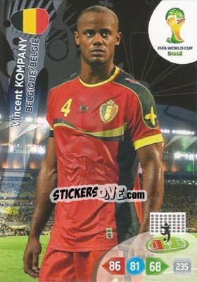 Sticker Vincent Kompany - FIFA World Cup Brazil 2014. Adrenalyn XL n. 29 - Panini
