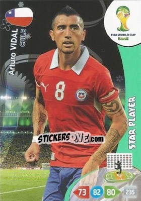 Sticker Arturo Vidal - FIFA World Cup Brazil 2014. Adrenalyn XL n. 72 - Panini