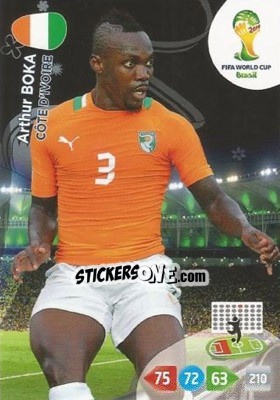 Sticker Arthur Boka - FIFA World Cup Brazil 2014. Adrenalyn XL n. 96 - Panini