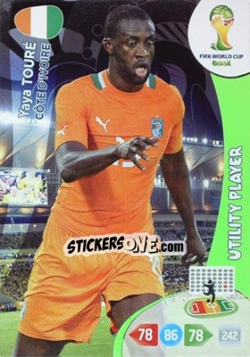 Sticker Yaya Touré - FIFA World Cup Brazil 2014. Adrenalyn XL n. 98 - Panini