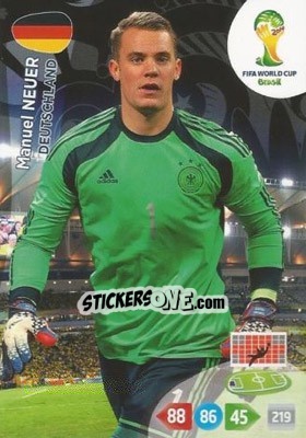 Sticker Manuel Neuer - FIFA World Cup Brazil 2014. Adrenalyn XL n. 104 - Panini