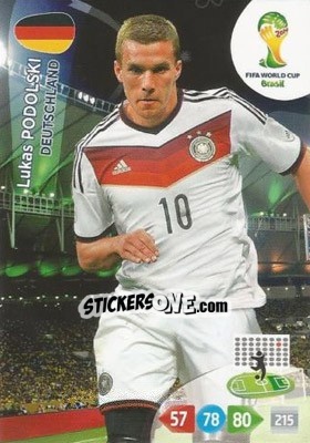 Sticker Lukas Podolski - FIFA World Cup Brazil 2014. Adrenalyn XL - Panini
