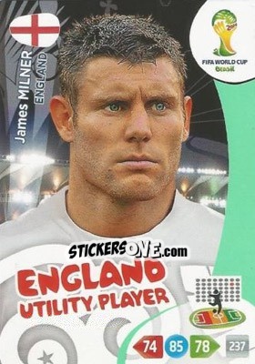 Sticker James Milner - FIFA World Cup Brazil 2014. Adrenalyn XL n. 135u - Panini