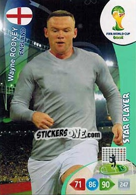 Sticker Wayne Rooney - FIFA World Cup Brazil 2014. Adrenalyn XL n. 139 - Panini