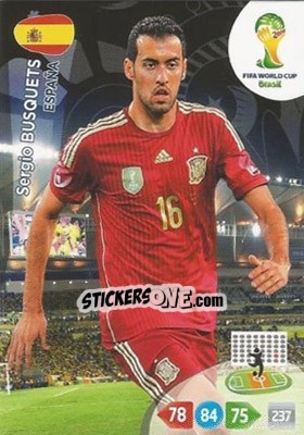 Sticker Sergio Busquets - FIFA World Cup Brazil 2014. Adrenalyn XL n. 148 - Panini