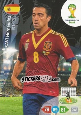 Sticker Xavi Hernández - FIFA World Cup Brazil 2014. Adrenalyn XL - Panini
