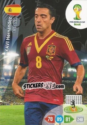 Sticker Xavi Hernández - FIFA World Cup Brazil 2014. Adrenalyn XL n. 153 - Panini