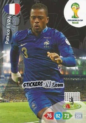 Sticker Patrice Evra - FIFA World Cup Brazil 2014. Adrenalyn XL n. 159 - Panini