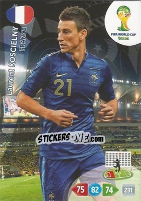 Sticker Laurent Koscielny - FIFA World Cup Brazil 2014. Adrenalyn XL - Panini