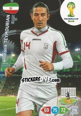 Sticker Andranik Teymourian - FIFA World Cup Brazil 2014. Adrenalyn XL n. 204 - Panini