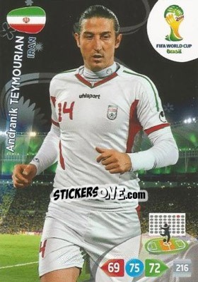 Cromo Andranik Teymourian - FIFA World Cup Brazil 2014. Adrenalyn XL - Panini