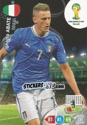 Figurina Ignazio Abate - FIFA World Cup Brazil 2014. Adrenalyn XL - Panini