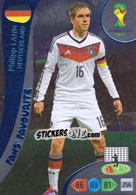 Sticker Philipp Lahm - FIFA World Cup Brazil 2014. Adrenalyn XL n. 334 - Panini