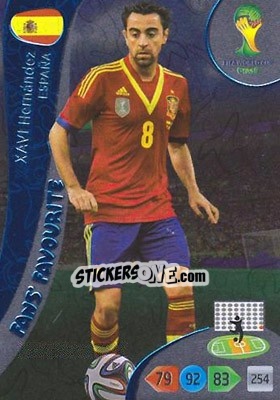 Sticker Xavi Hernández - FIFA World Cup Brazil 2014. Adrenalyn XL n. 337 - Panini