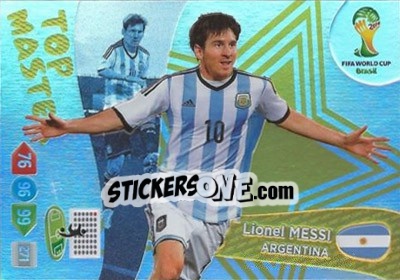 Sticker Lionel Messi - FIFA World Cup Brazil 2014. Adrenalyn XL n. 406 - Panini