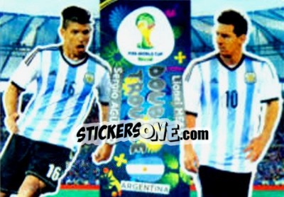 Figurina Lionel Messi / Sergio Agüero - FIFA World Cup Brazil 2014. Adrenalyn XL - Panini