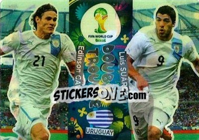 Sticker Edinson Cavani / Luis Suárez - FIFA World Cup Brazil 2014. Adrenalyn XL n. 416 - Panini