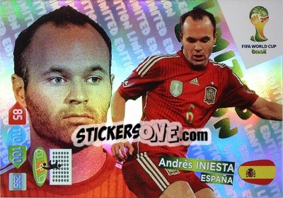 Sticker Andrés Iniesta - FIFA World Cup Brazil 2014. Adrenalyn XL n. LE-AI - Panini