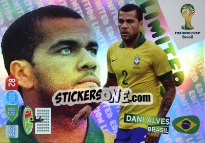 Sticker Dani Alves - FIFA World Cup Brazil 2014. Adrenalyn XL n. LE-DA - Panini