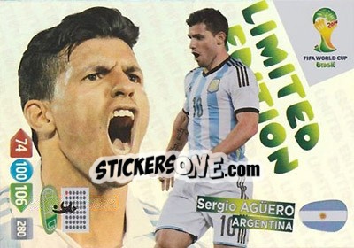 Sticker Sergio Agüero - FIFA World Cup Brazil 2014. Adrenalyn XL - Panini