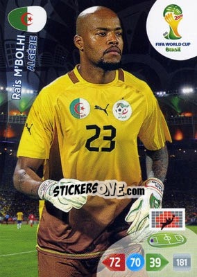 Sticker Rais M'Bolhi - FIFA World Cup Brazil 2014. Adrenalyn XL - Panini