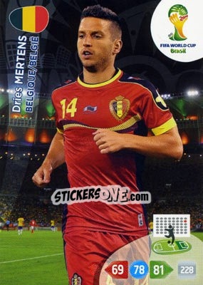 Sticker Dries Mertens - FIFA World Cup Brazil 2014. Adrenalyn XL - Panini
