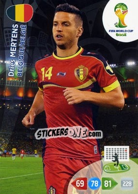 Sticker Dries Mertens - FIFA World Cup Brazil 2014. Adrenalyn XL n. u13 - Panini