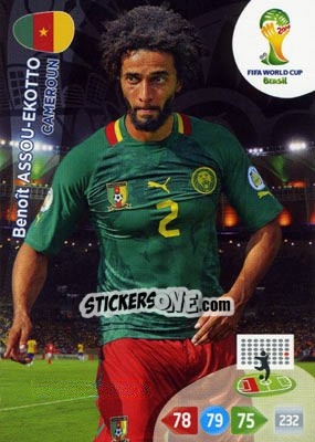 Sticker Benoît Assou-Ekotto - FIFA World Cup Brazil 2014. Adrenalyn XL - Panini