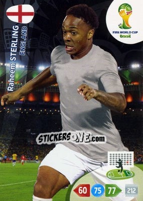 Sticker Raheem Sterling - FIFA World Cup Brazil 2014. Adrenalyn XL n. u37 - Panini