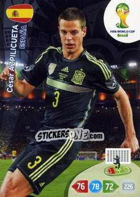 Figurina César Azpilicueta - FIFA World Cup Brazil 2014. Adrenalyn XL - Panini