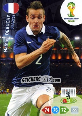 Sticker Mathieu Debuchy - FIFA World Cup Brazil 2014. Adrenalyn XL n. u43 - Panini