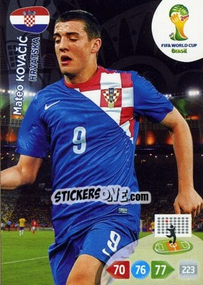 Sticker Mateo Kovacic - FIFA World Cup Brazil 2014. Adrenalyn XL n. u52 - Panini