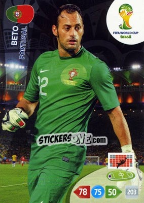 Figurina Beto - FIFA World Cup Brazil 2014. Adrenalyn XL - Panini