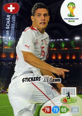 Sticker Fabian Schär - FIFA World Cup Brazil 2014. Adrenalyn XL n. u70 - Panini