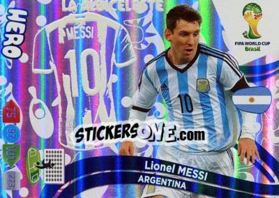 Sticker Lionel Messi - FIFA World Cup Brazil 2014. Adrenalyn XL n. u73 - Panini