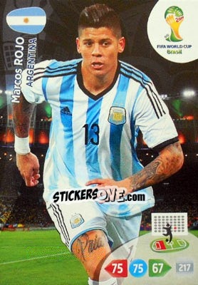 Sticker Marcos Rojo - FIFA World Cup Brazil 2014. Adrenalyn XL n. u81 - Panini