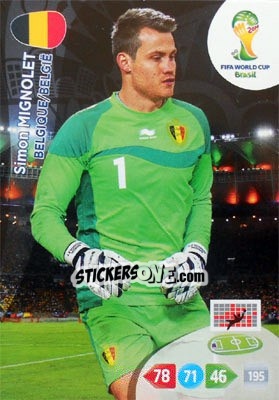 Sticker Simon Mignolet - FIFA World Cup Brazil 2014. Adrenalyn XL n. u82 - Panini