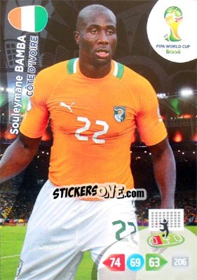 Figurina Souleymane Bamba - FIFA World Cup Brazil 2014. Adrenalyn XL - Panini