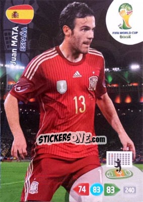 Sticker Juan Mata - FIFA World Cup Brazil 2014. Adrenalyn XL n. u112 - Panini