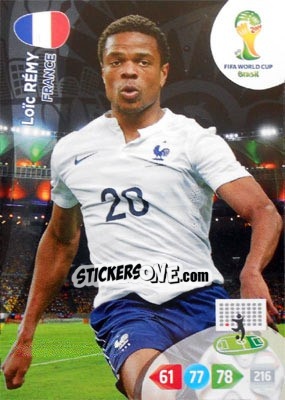 Figurina Loïc Rémy - FIFA World Cup Brazil 2014. Adrenalyn XL - Panini