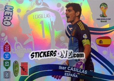Sticker Iker Casillas - FIFA World Cup Brazil 2014. Adrenalyn XL n. u130 - Panini
